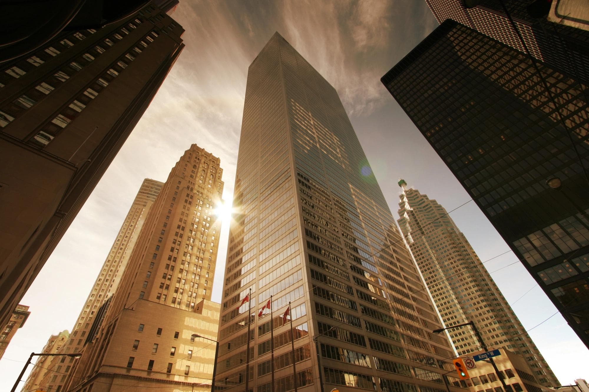 skyscrapers at sunrise