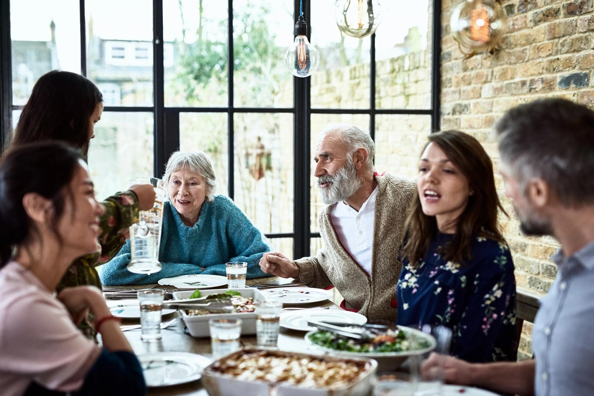 A multi-generational family dinner