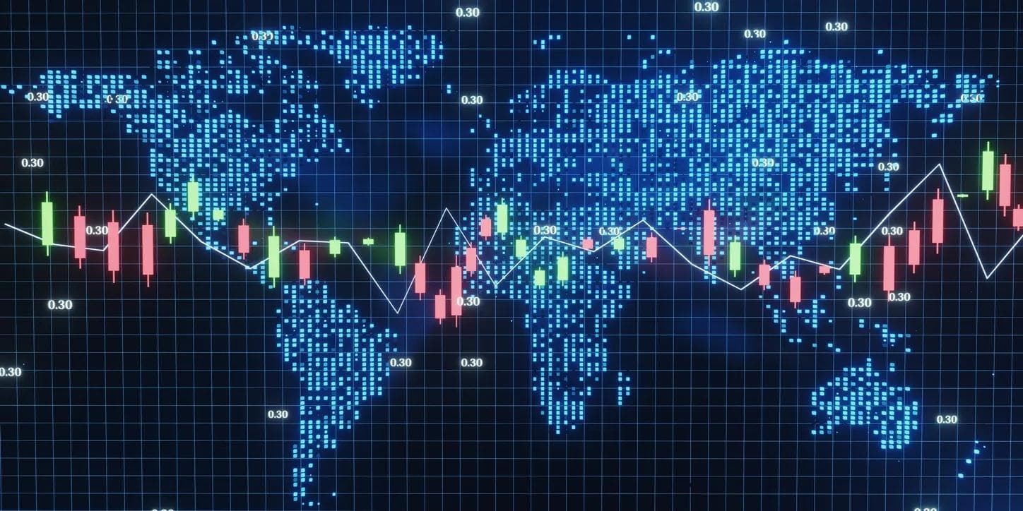 World map with graph imposed